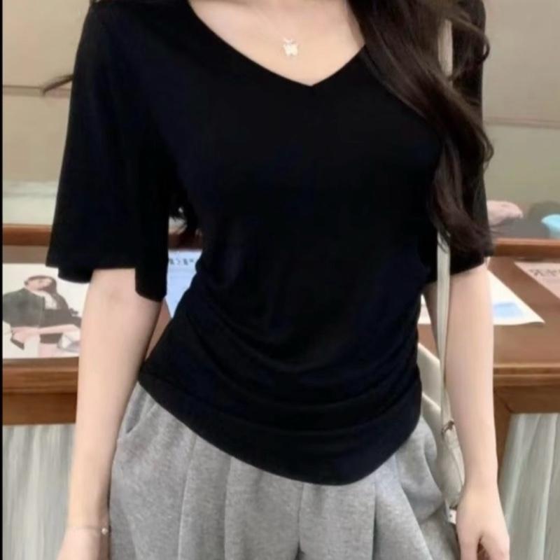 [A-110]( MẪU MỚI MỞ BÁN ) ÁO CỔ TIM DÁNG RỘNG THIẾT KẾ TAY LỬNG DÁNG LẠ CHE BẮP TAY DÁNG DÀI ÔM BODY CHẤT COOTON MỊN dáng baby tee mặc đi làm đi chơi sang chảnh