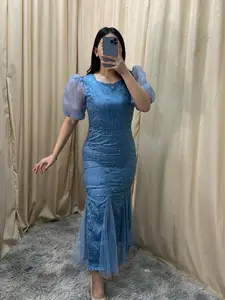 Dress Caroline (Real pick )/Dress natal / Dress wanita /Dress pesta / Dress Fit Panjang Tile Formal Kondangan Gaun Mewah