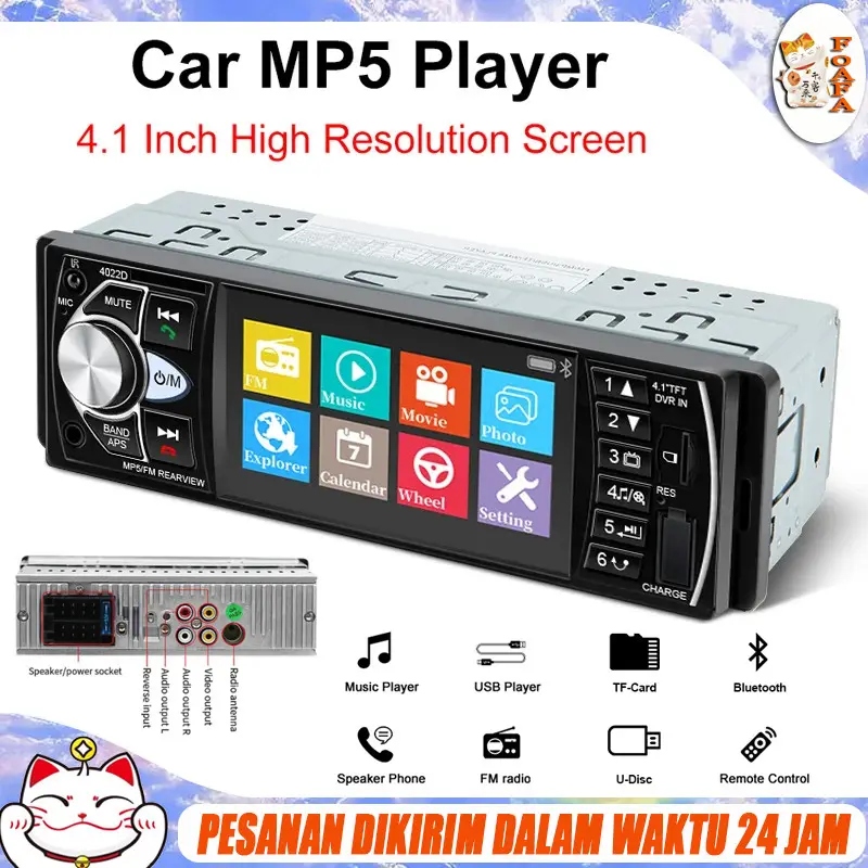 Car Radio Single Din 4022D LCD 4.1 Inch Monitor Tape Audio Mobil Bonus Remote