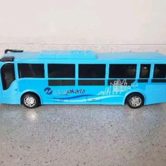 Mainan Anak Mobil Bus way transjakarta Roda Plastik 3