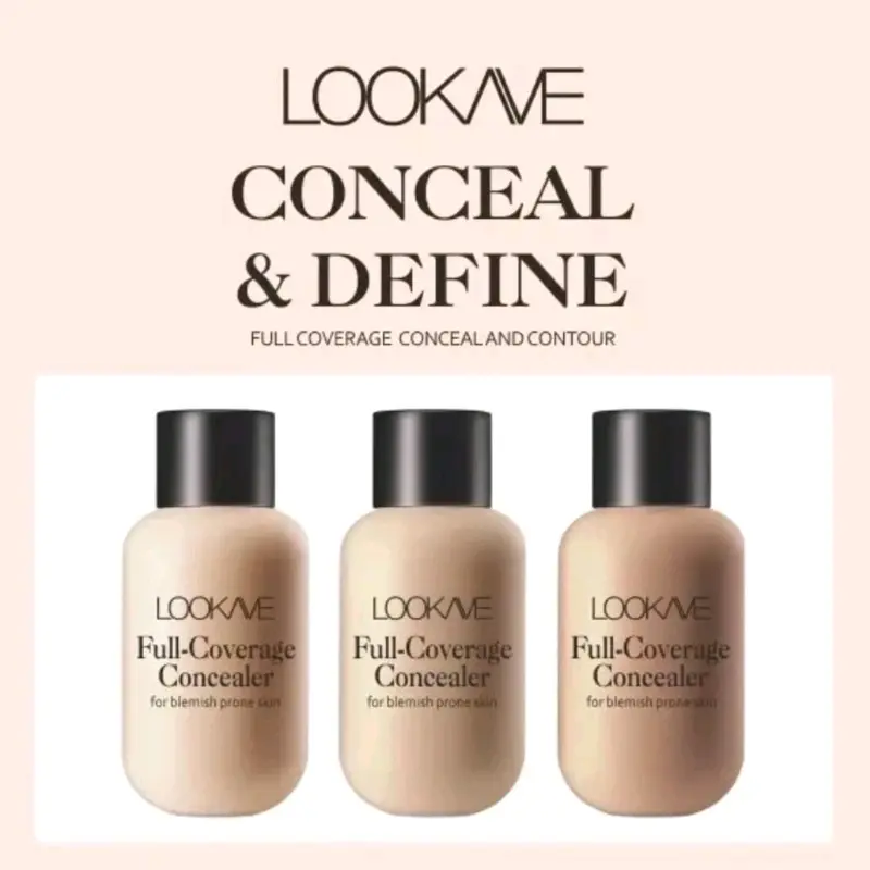 LOOKAVE Mini Matte Liquid Concealer Foundation Dengan Daya Tutup Maksimal Lingkaran hitam di Mata & Pori - pori Kulit Wajah Concealer Tahan Air & Tahan Lama Mencerahkan 3