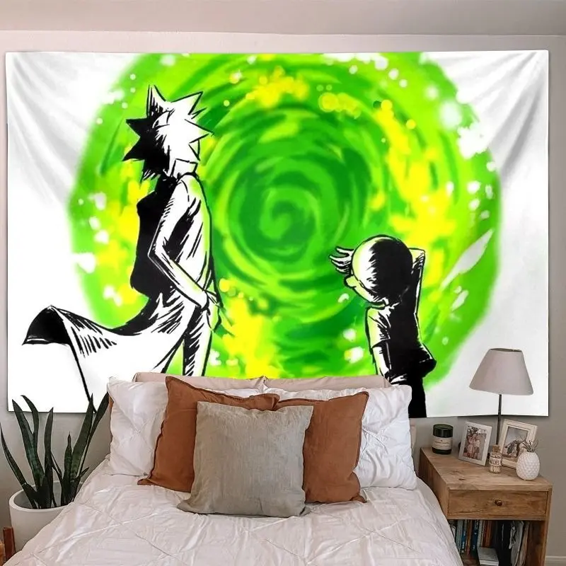 ผ้าแขวน, การออกแบบแอนิเมชั่น, Rick and Morty, เหมาะสำหรับห้องถ่ายทอดสด, บ้านให้เช่า, ห้องนอน, ข้างเตียง, ผนังพื้นหลังตกแต่ง, ผ้าแขวน, อินเทอร์เน็ตคนดัง