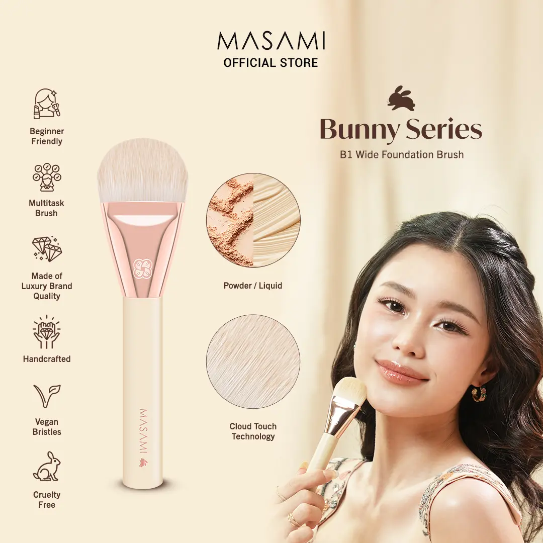 Masami Bunny Series Bunny Brush / Bunny Hop Pouch Makeup / Kuas Set Makeup / Bunny Pillow Puff