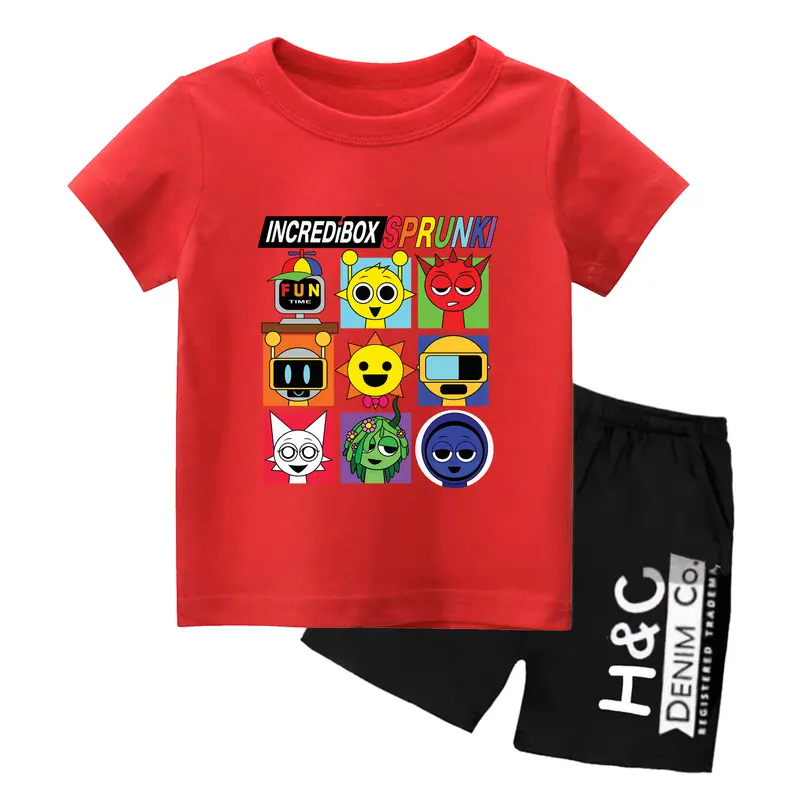 Setelan Pendek Baju Kaos Anak Laki Laki Gambar SPRUNKI #8 Dari YOUNA Usia 1thn s/d 11thn  - Bahan Combed TC Berkualitas Tinggi 4