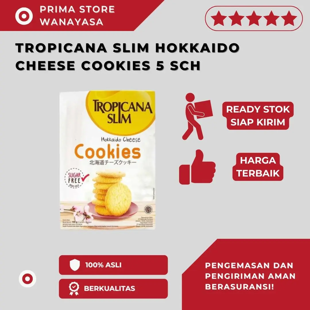 Tropicana Slim Hokkaido Cheese Cookies 100gr - Kukis Bebas Gula dengan Rasa Keju Asli - Camilan