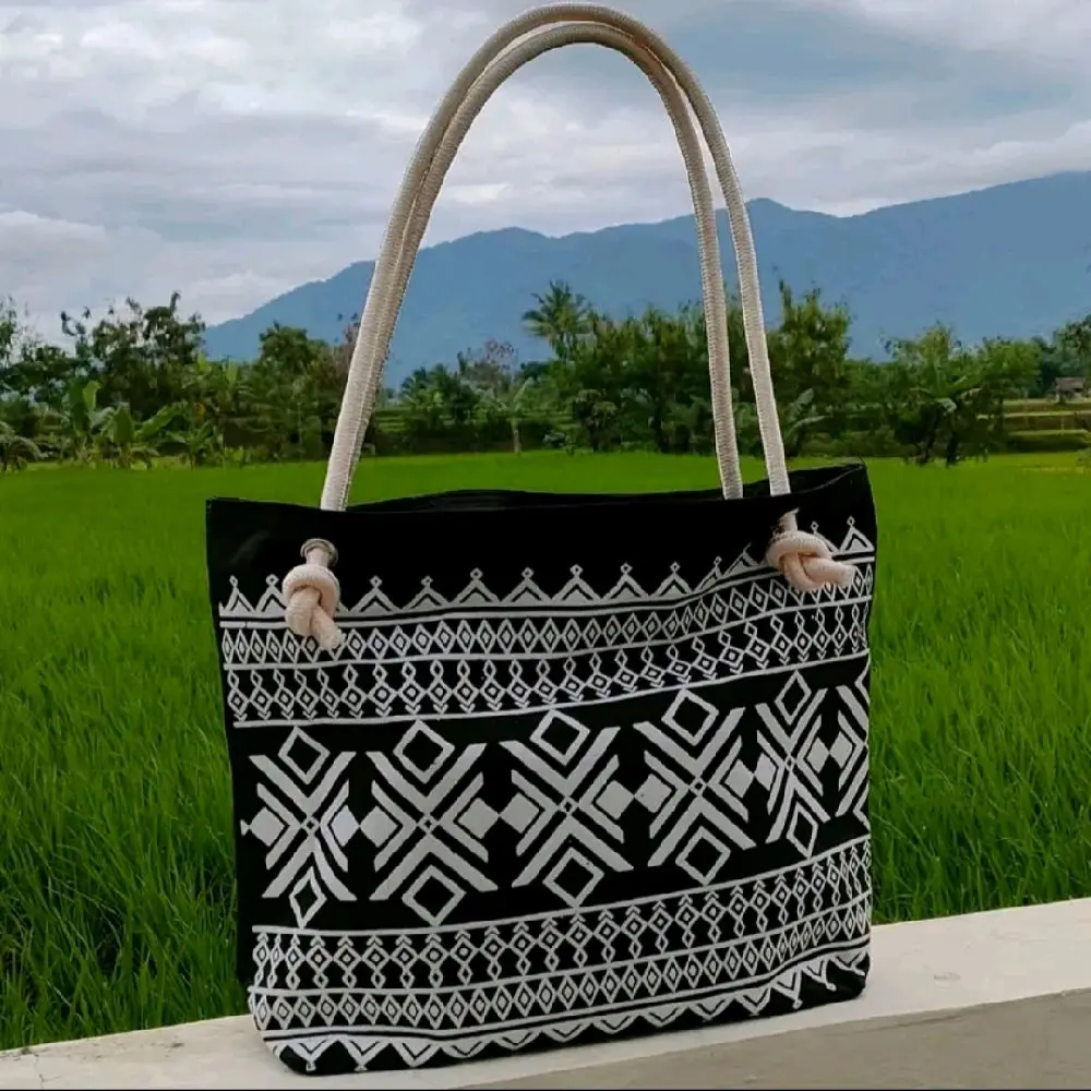 Tas Totebag Wanita motif hijab - Tas wanita Murah - Tas kekinian Terbaru - Tas wanita Tali sumbu Resleting Kanvas Perempuan Cewek Sekolah