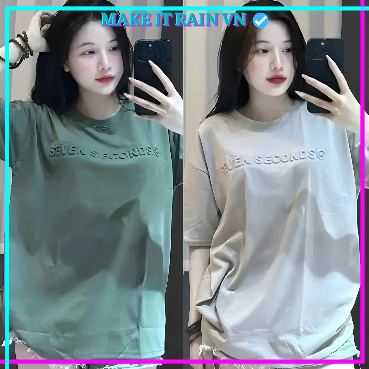 [MUA 3 GlẢM 10K TẶNG THÊM MÓC KHÓA, MUA 2 GlẢM 5K] Áo Thun Nam Nữ SEVEN CHỮ NỔI Make It Rain, Áo Phông Unisex Form Rộng Top Women Cổ Tròn