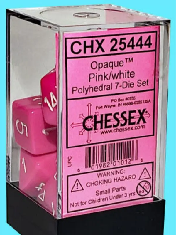 Chessex Opaque Polyhedral 7-Die Set Pink/White CHX (25444)