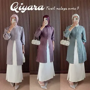 Qiyara Tunik Lebaran Series 3 Hanya Atasan Motif Tunik Melayu Wanita Desain Elegan Warna Variatif