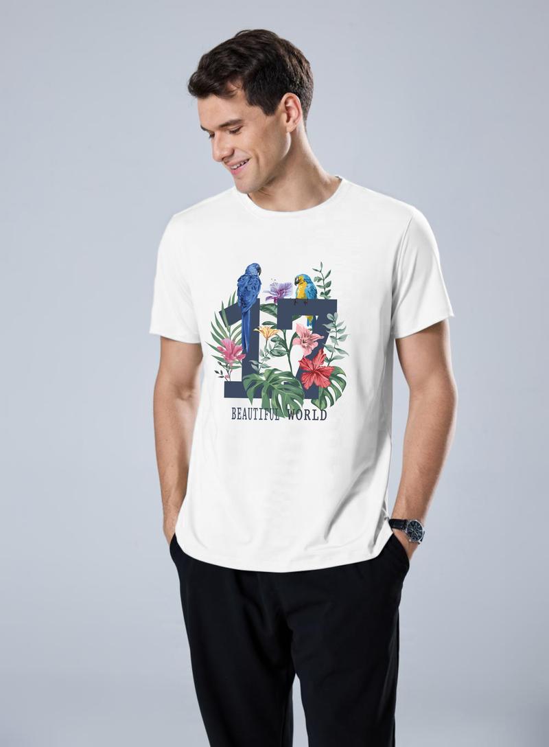 Product Introduction of San paulo Parrot Tropical Bird Vacation Beach Vintage Flower Hawaiian T-Shirt 2