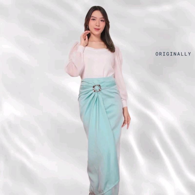 Rok Polos Satin Velvet Premium Warna Rosegold Wardah Lilac Sagegreen dan Lainnya - Serut, Wanita Batik Lilit Panjang Ring Bawahan Silver Silk Nyaman 2