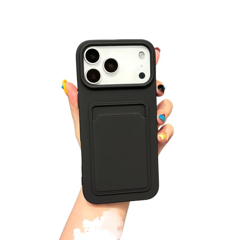 Ốp điện thoại màu trơn có khe cắm thẻ, lỗ lớn, phù hợp với iPhone 17 Pro Max, Apple 12/13/11, 14 Pro Max, mẫu mới dành cho nam và nữ, ốp điện thoại 15 Pro có thể chèn ảnh.