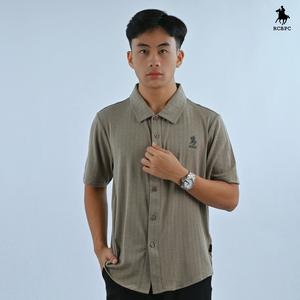 RCBPC Baju Kemeja Lelaki Lengan Pendek Berkolar Butang Penuh PMSS20232 - Gray