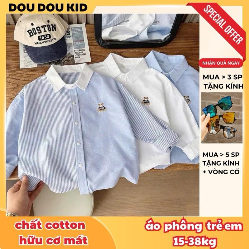 AFF-DOU DOU KID SM09 Áo Sơ Mi Bé Trai 15-48kg,Chất Áo Đẹp Mát Cho Cà Bé Đi Học Thấm Hút Mồ Hôi