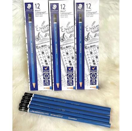 [BISA COD] PENSIL 2B STAEDTLER Mars Lumograph 1 PACK ISI 12 PCS/ Pensil 2B - Staedtler mars lumograph graphite art drawing pencil pensil 4