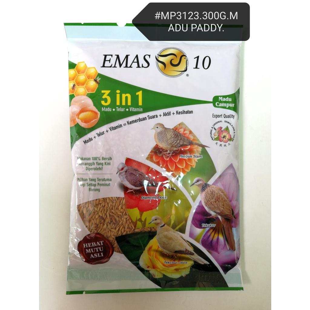 Emas 10 Honey Mix Paddy 3in1 Bird Feed Food 300gram [Emas10] Padi Madu Campur Makanan Burung