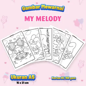 Gambar Mewarnai MY MELODY Isi 20 Lembar Kertas BC Tebal