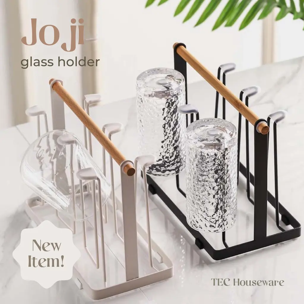 【TEC】JOJI Rak Gelas Organizer Besi Cup Holder Tempat Cangkir Tempat Gelas Gantungan Gelas Rak Dapur Minimalis 6 Sot Cup Holder