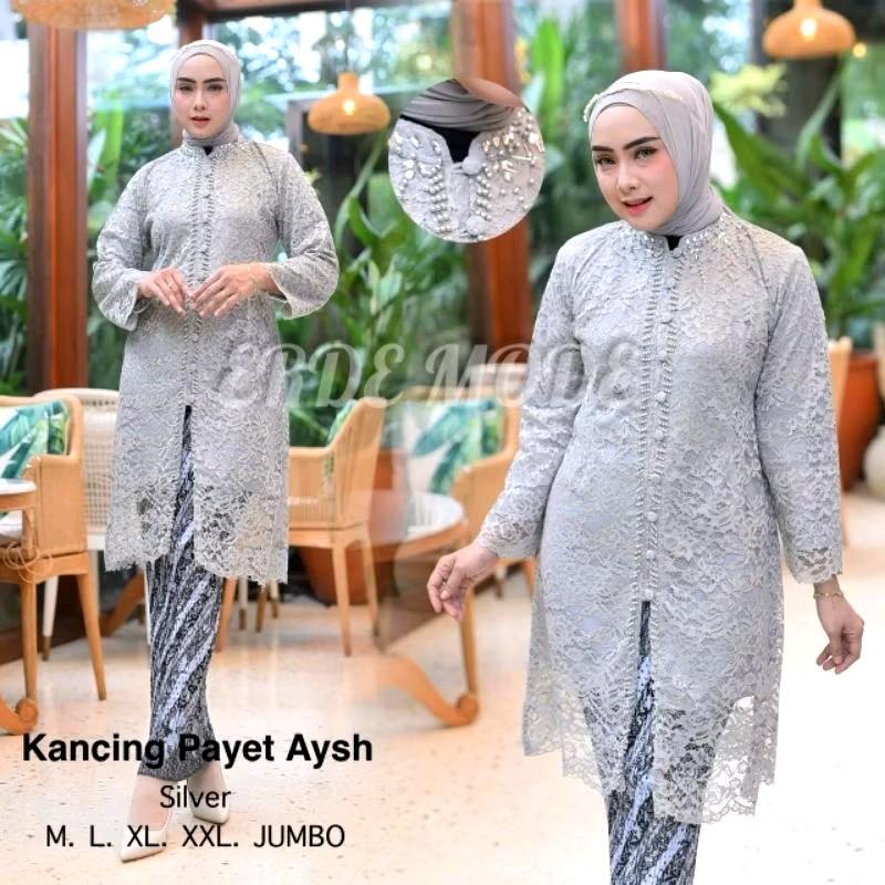Setelan kebaya kancing brokat jumbo LD 130 mix rok plisket/kebaya tunik moderen 4