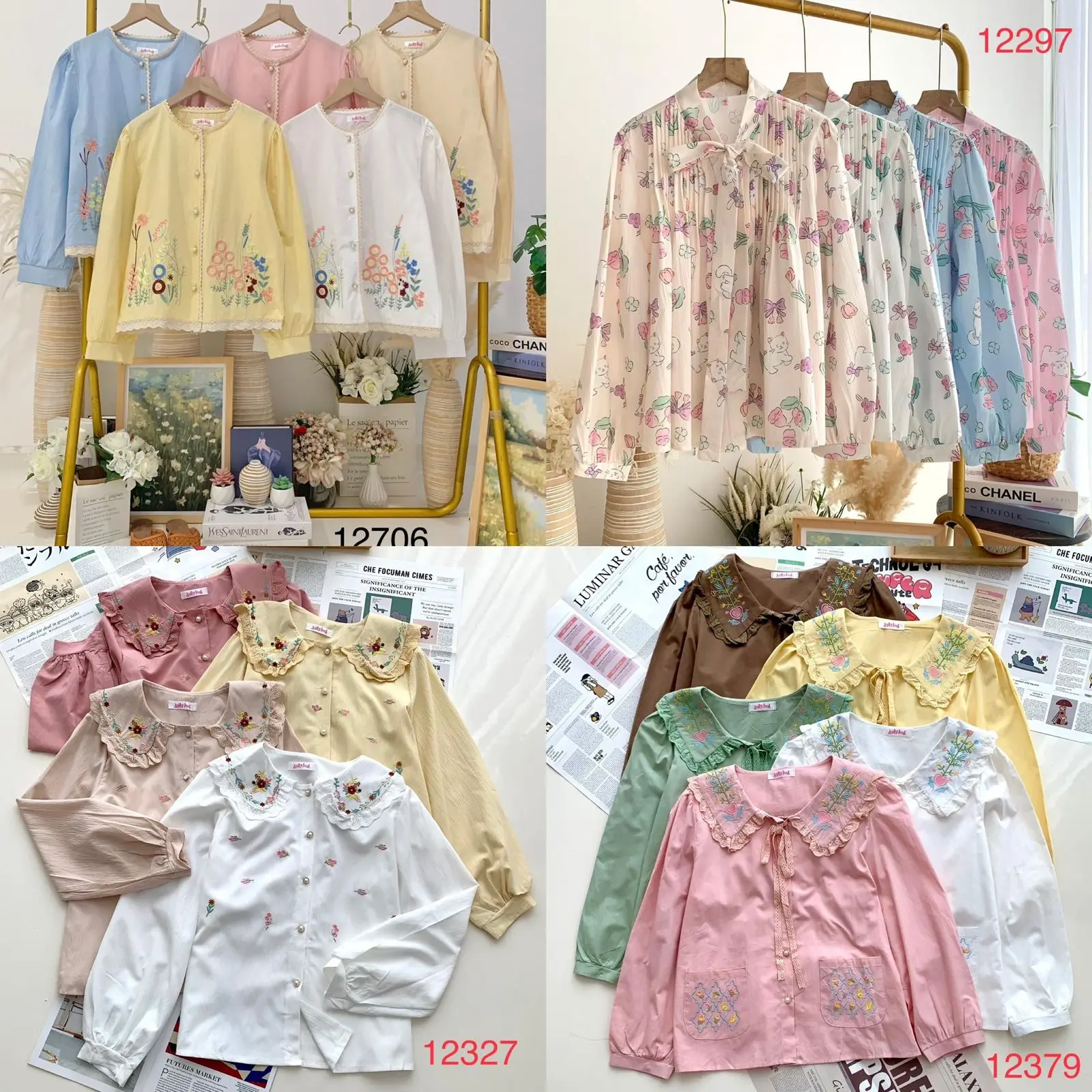 Blouse Korean Style Atasan Korean Style Blouse Import Bordir Bunga