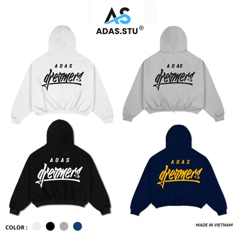 Áo Khoác Hoodie Zip COTTON Form Boxy IN NỔI DREMERS Form Rộng Nam Nữ Unisex HA.BO STORE18