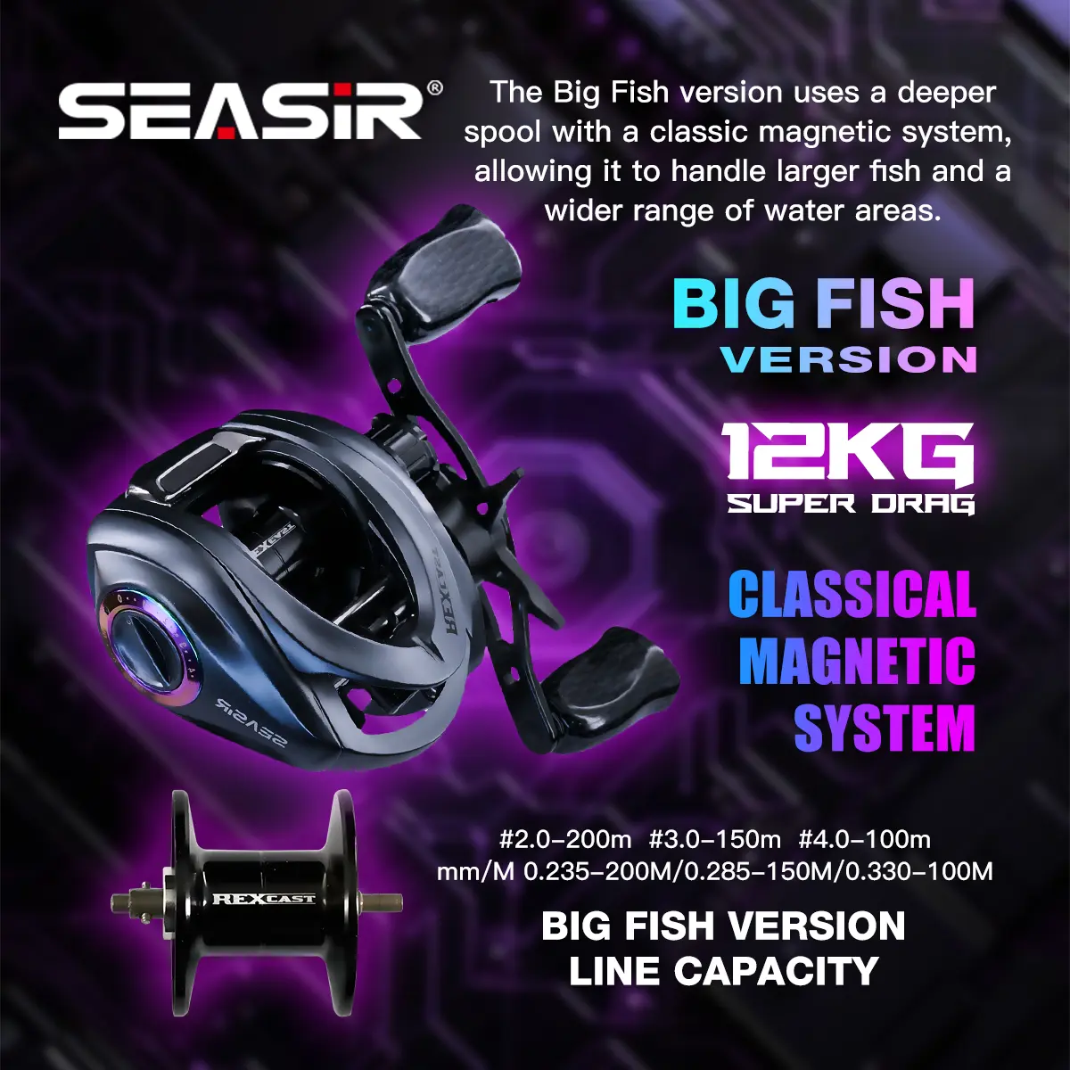 Seasir Fishing Reel Seasir Rexcast DC Baitcasting with 3 Digital