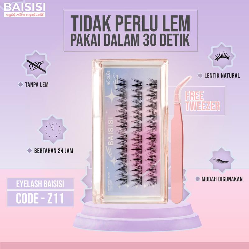 [TANPA LEM] BAISISI Bulu Mata Palsu Individual Lashes Z11 Korean Segmentasi + FREE TWEEZER | eyelash extension | Douyin Lashes | Eye Make Up 4