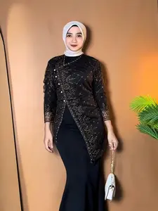 Outer janggan brokat hari raya full payet mutiara / Outer brokat janggan terbaru