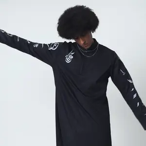 HAMASAHLABELL - GAMIS KALCER HITAM PUTIH DEWASA GAMIS PRIA REFLECTIVE JUBAH PRIA SLIMFIT LINE MENYALA TOYOBO