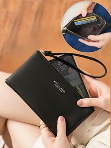 Cartera larga ultrafina de PU, bolso compacto para mujer, con cremallera, compartimentos para monedas y tarjetas, diseño elegante, para muñeca, accesorios duraderos, uso diario, regalo para San Valentín y Madres.