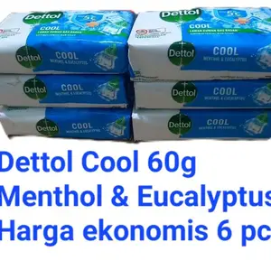 DETTOL Sabun Batang 60g, Cool Menthol & Random, Sabun Mandi Antibakteri untuk Kesehatan Kulit dan Tubuh, Harga Terjangkau - Cair