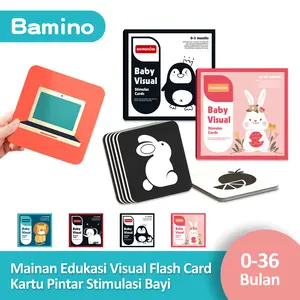 BAMBINO Montessori toys Flashcard flash card mainan edukasi Kartu pintar stimulasi visual bayi mainan  tummy