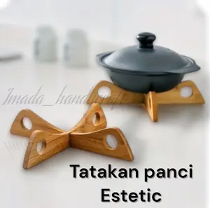 IMD Tatakan Serbaguna Alas Panci Wajan Kayu Puspa & Mahoni 20x4x1cm Bisa Lepas Pasang Estetik Alat Dapur Kayu Perlengkapan Dapur