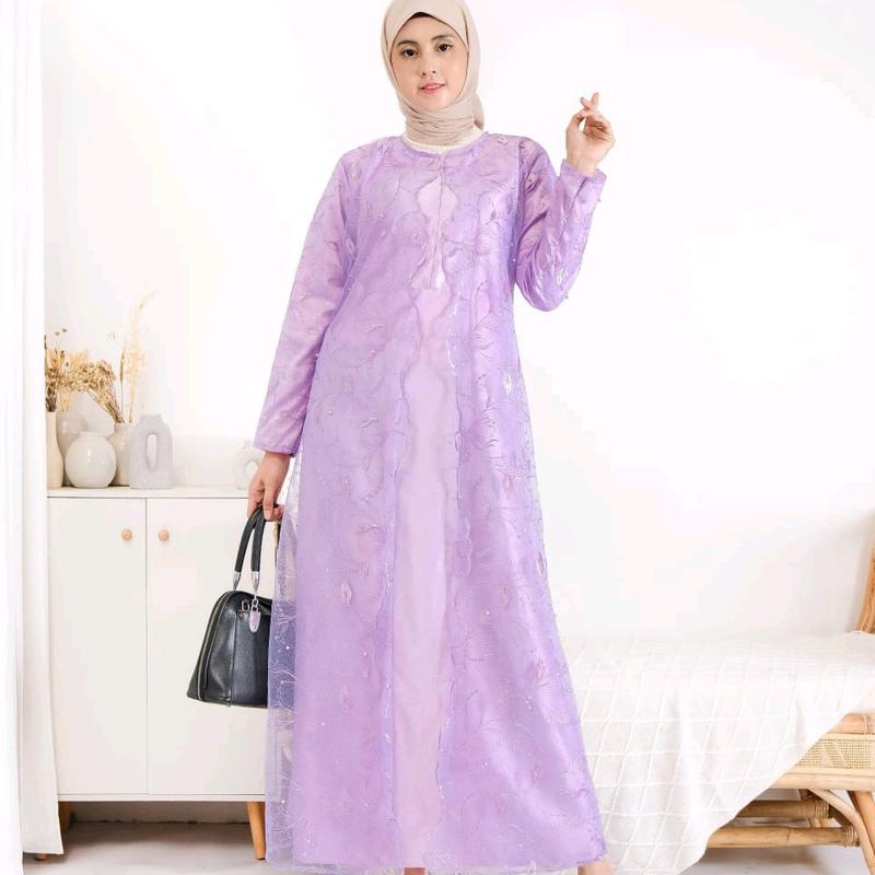 GAMIS PESTA BUSUI TERBARU / TERLARIS SIZE M-L-XL- XXL-STANDAR DAN JUMBO TANGAN FUL BURKAT ,BAHAN SATIN 8