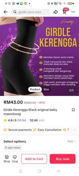 Product Review of Girdle Kerengga Black Beby Maembong waist shaper shapewear Cotton Fabric Legging from t**n 2