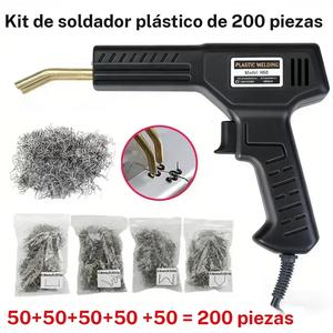 Kit de soldadura para plástico con pistola de reparación, incluye 200/1000 grapas, reparación de grietas en parachoques de automóvil, kayak y juego de reparación de juguetes de plástico
