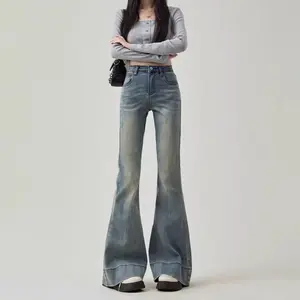 Alice Jeans-Celana Cutbray Jeans Wanita Stretch Highwaist Biru Korea Style
