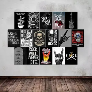 Dekorasi Dinding Poster ROCK n ROLL Ukuran A5 A6 ( 1 Paket isi 16 Pcs ) Dekorasi Rumah Hiasan Dinding Kamar Cetak Foto Walldecor Kertas