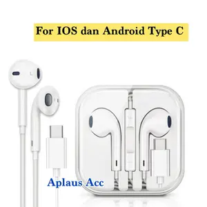 Handsfree Headset Type C for IOS Lightning dan Android Type C Universal Bass