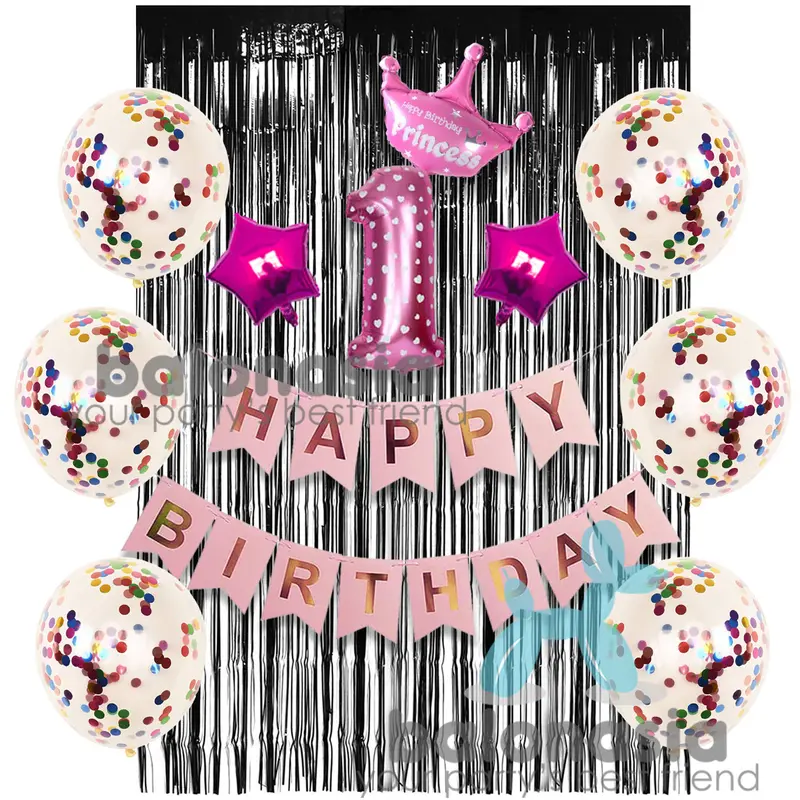 Balonasia Bunting Flag Fancy Set Confetti Crown Biru Latex 4