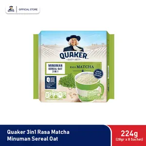 Quaker 3in1 Matcha Polybag 224g Minuman Sereal Oats (Isi 8 sachet)