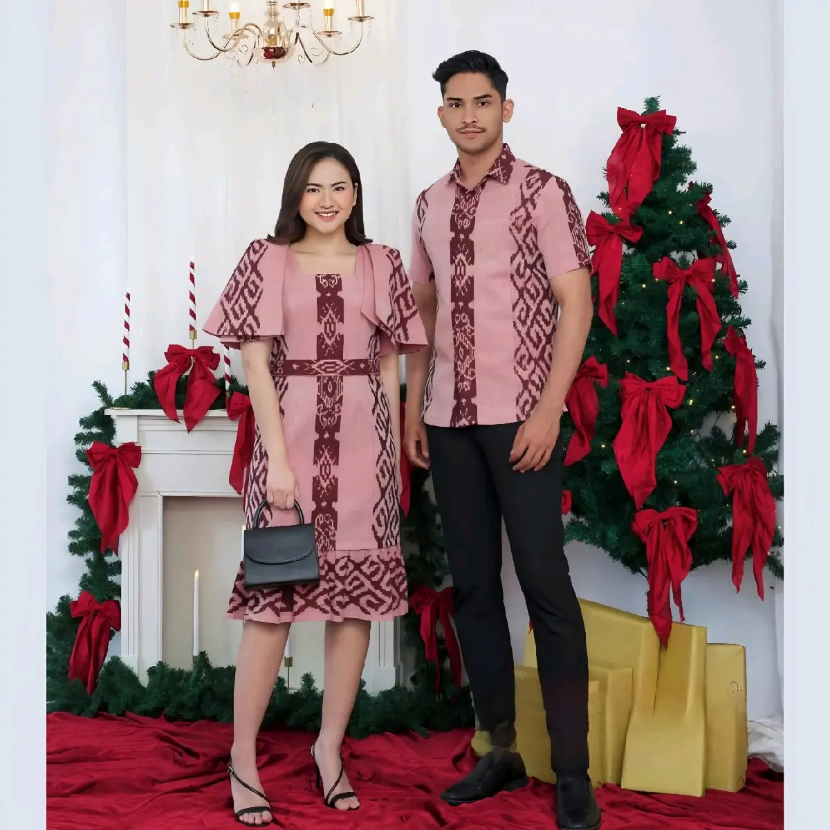 Baju Couple Tenun Troso, Dress Tenun Kondangan Pesta Formal, Baju Natal Kekinian Pasangan Lebaran Sarimbit Kemeja Tenun B48