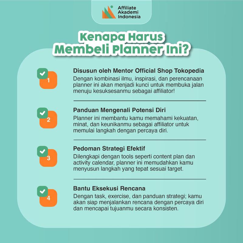 Planner Book Buku Journal Jurnal Resolusi Agenda 2025 Affiliator by Fea Rini, Miss Konten, Koh Dennies dan Yohan Agustian Affiliate Akademi 2