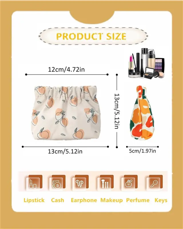 Túi đựng mỹ phẩm mini, Cỡ Nhỏ Bộ 3 chiếc, Thích hợp cho ví, Không có dây kéo, Tự đóng, Túi trang điểm dễ thương, dành cho phụ nữ và trẻ em gái 2