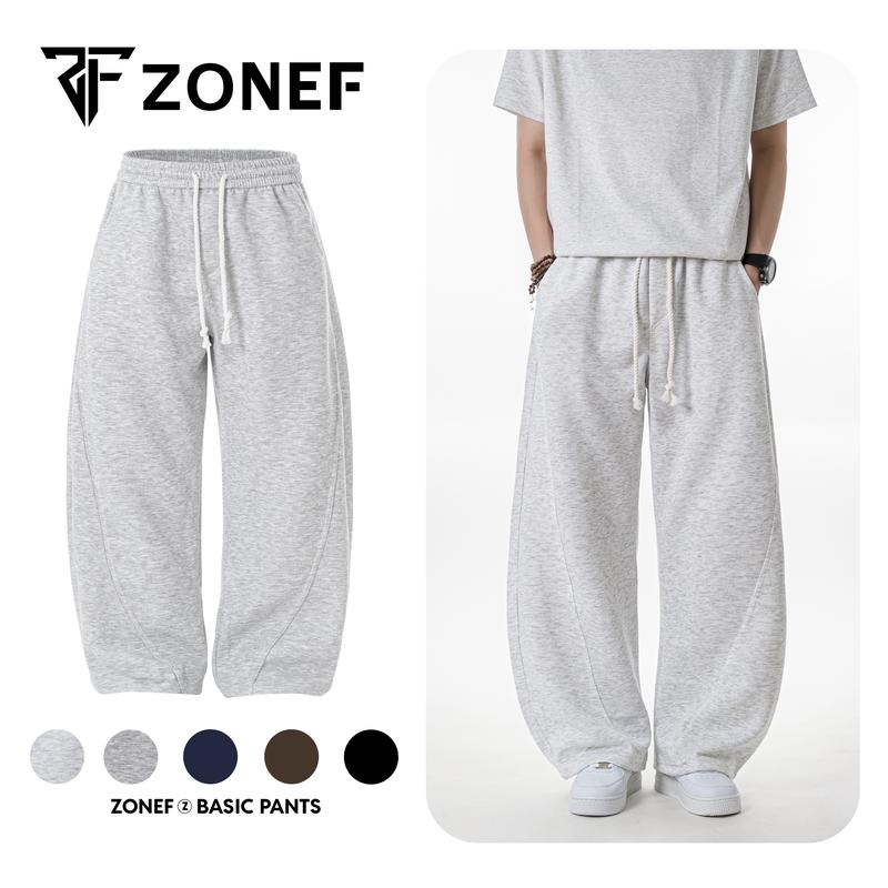 Quần Nỉ Ống Cong Phối Dây Thừng Bản Nhỏ By Zonef Quần Nỉ Ép Hàn Form Rộng Nam Nữ Unisex Phong Cách Streetwear