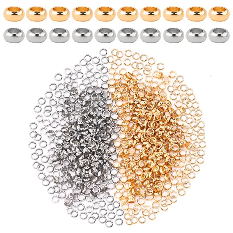Hạt Đầu Uốn Bằng Thép Không Gỉ, 100 Chiếc, Miếng Đệm Nút Chặn Tròn Trơn Tru, Phụ Kiện Tự Làm Đồ Trang Sức, Đồ Dùng Làm Trang Sức 0