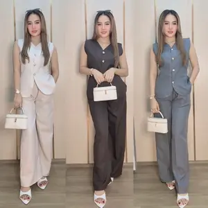 RNS X SHELA - Kylie Vest Set - Setelan Wanita Formal - Baju Setelan Wanita Casual - Setelan Celana Panjang Wanita - Vest Wanita - Rompi - Blazer Set Wanita