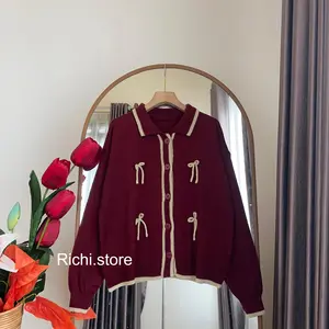 Rebecca Cardigan Knitwear Pita Rajut Atasan Wanita Kardigan Kancing Casual