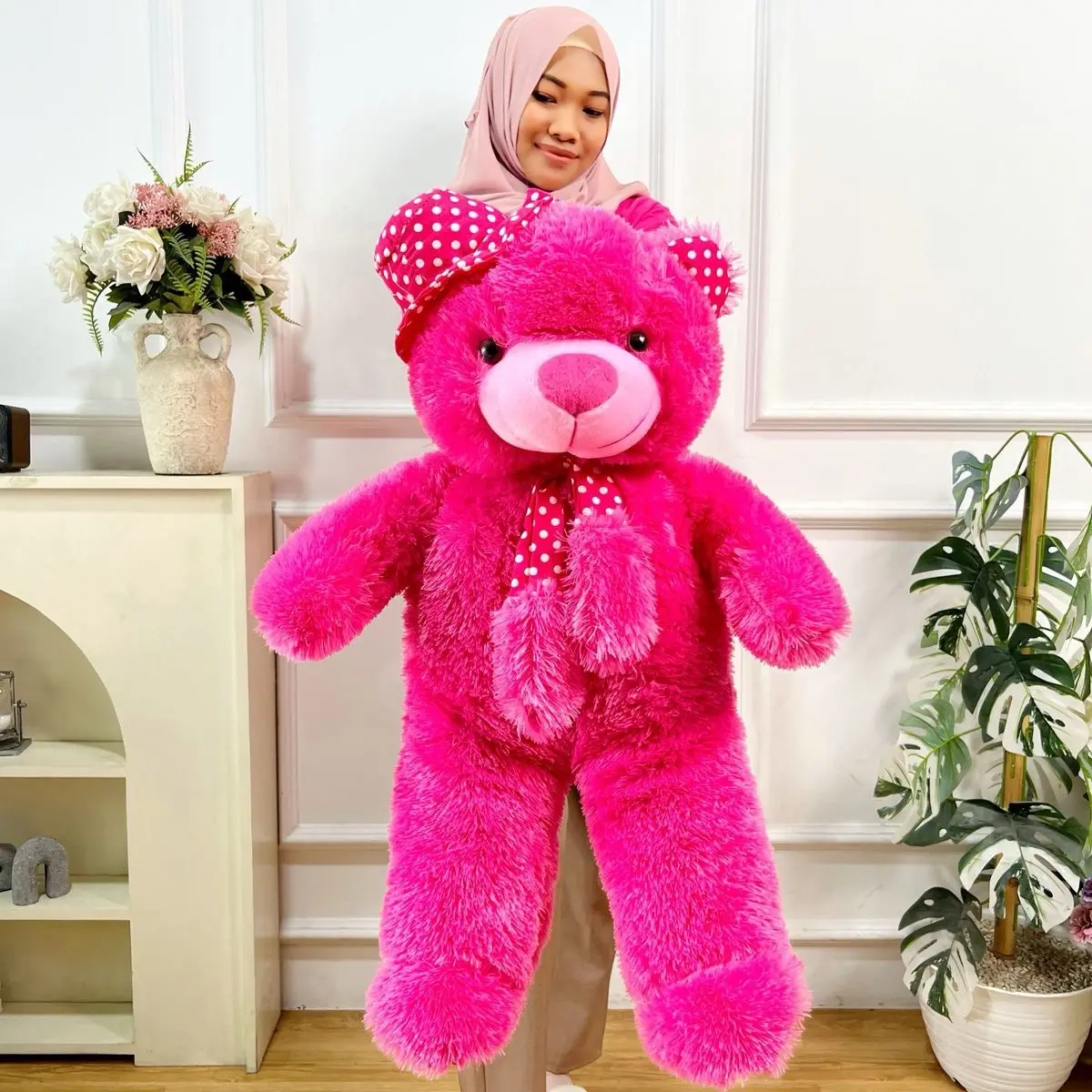 029 Boneka Beruang Topi Syal 70cm Murah Free Bungkus Kado dan Ucapan