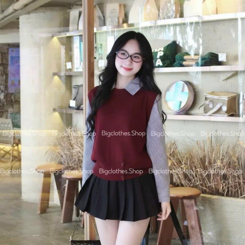  Áo Sơ Mi Phối Kẻ Chất Len Lông Thỏ Áo 2 lớp Phong Cách Hàn Quốc  Qiho 